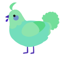 A mint and spring chicken with a head pattern