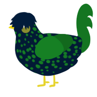 A tumblr and leaf chicken with a speckle pattern