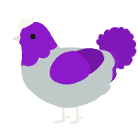 A silver and violet chicken with a head pattern