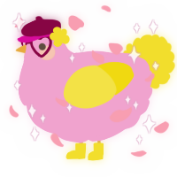 A pink and yellow chicken
