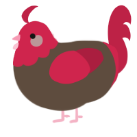 A bark and crimson chicken with a head pattern