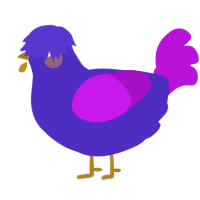 A indigo and amethyst chicken
