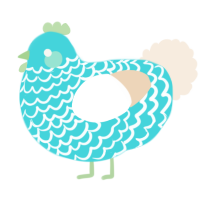 A aqua and cream chicken with a lace pattern