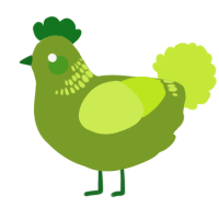 A chartreuse and lime chicken with a neck-band pattern