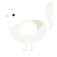A white chicken with a head pattern