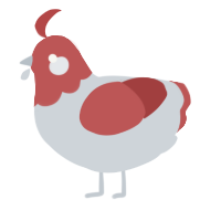 A mist and red chicken with a head pattern