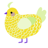 A yellow and apple chicken with a lace pattern