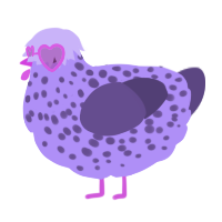 A lilac and overcast chicken with a speckle pattern