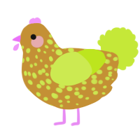 A gold and lime chicken with a speckle pattern