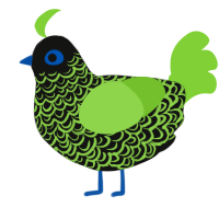 A black and grass chicken with a double-lace pattern