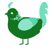 A leaf and mint chicken with a neck-speckle pattern
