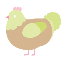 A beige and lemon chicken with a head pattern