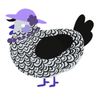 A mist and black chicken with a double-lace pattern