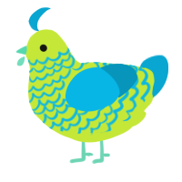 A lime and cerulean chicken with a lace pattern