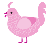A pink chicken with a lace pattern