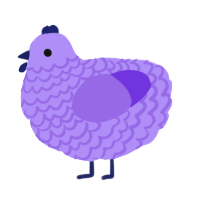 A lilac and blurple chicken with a lace pattern