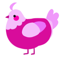 A fuchsia and lavender chicken with a head pattern