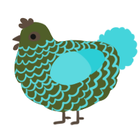 A olive and aqua chicken with a lace pattern