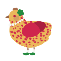 A honey and crimson chicken with a speckle pattern