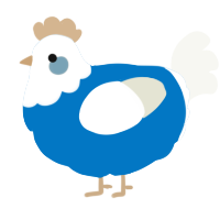 A sapphire and white chicken with a head pattern