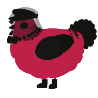 A crimson and black chicken with a neck-band pattern