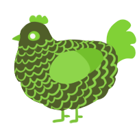 A olive and grass chicken with a lace pattern