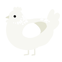 A white chicken with a neck-speckle pattern