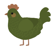 A olive chicken with a lace pattern