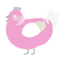 A pink and white chicken with a neck-band pattern