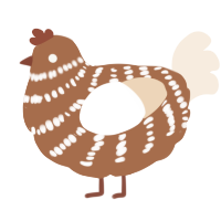 A brown and cream chicken with a bar pattern