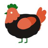 A sable and vermilion chicken with a head pattern