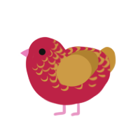 (unnamed), a crimson and gold chicken with a half-lace pattern