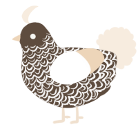 A bark and cream chicken with a double-lace pattern
