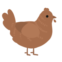 A brown chicken with a half-bar pattern