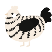 A cream and black chicken with a bar pattern