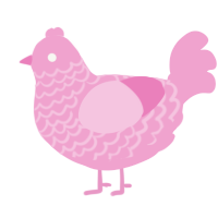 A pink chicken with a lace pattern