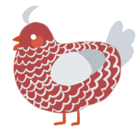 A red and mist chicken with a lace pattern