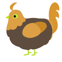 A bark and orange chicken with a head pattern
