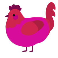 A fuchsia and crimson chicken with a head pattern