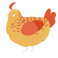 A honey and vermilion chicken with a half-lace pattern