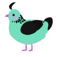 A mint and black chicken with a neck-speckle pattern