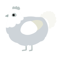 A mist and white chicken with a head pattern