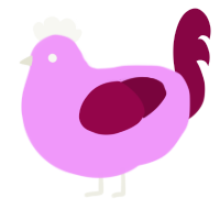 A lavender and maroon chicken
