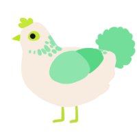 A cream and spring chicken with a neck-speckle pattern