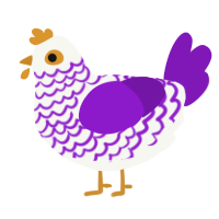 A white and violet chicken with a lace pattern