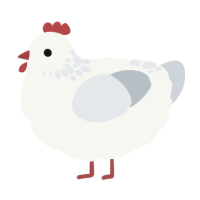 A white and mist chicken with a neck-speckle pattern