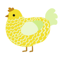 A yellow and apple chicken with a lace pattern