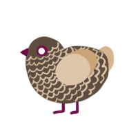 crusty turd, a bark and beige chicken with a lace pattern