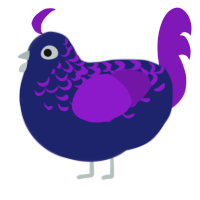 A navy and violet chicken with a half-lace pattern