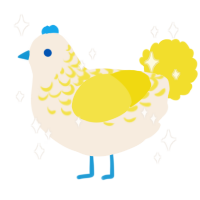 A cream and yellow chicken with a half-lace pattern